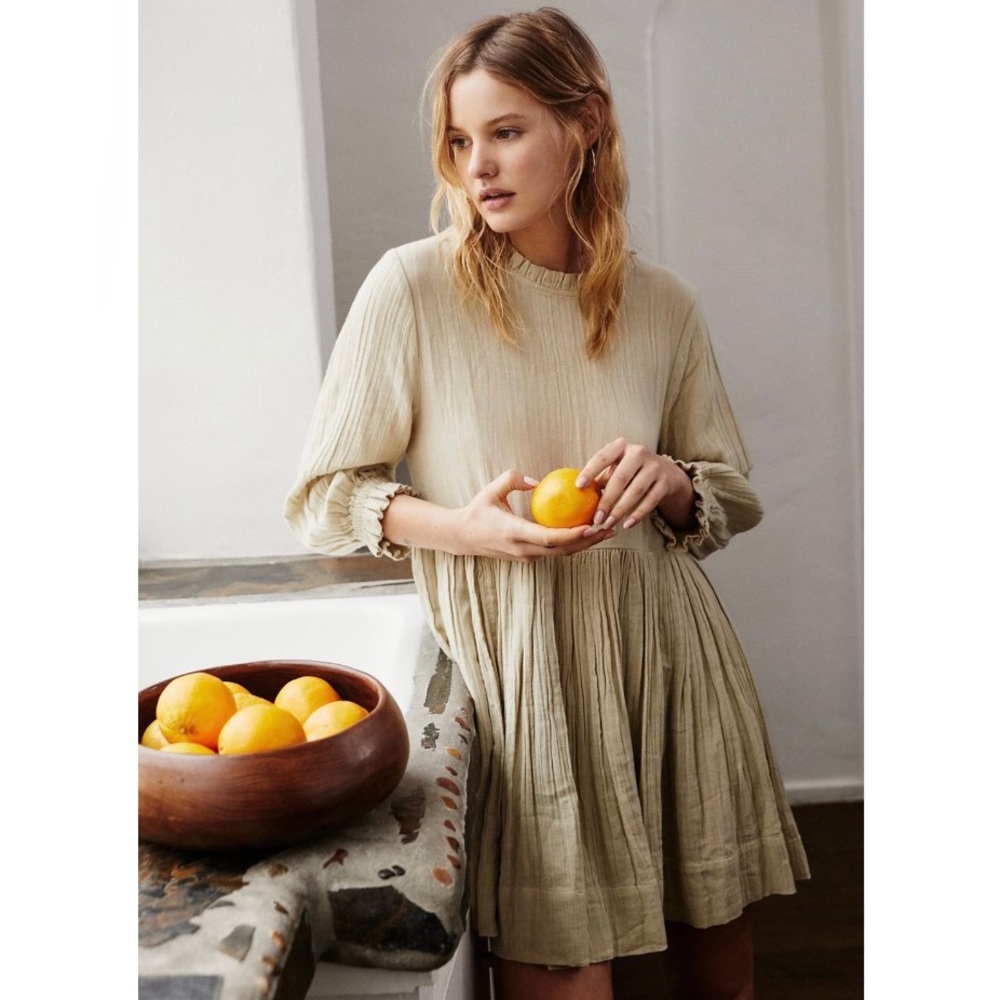 Free People White Babydoll Dress with Pockets